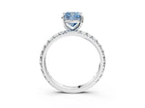 White gold Fancy Blue Cushion  Cut Diamond Pavé Band with Four-Prong Setting_15