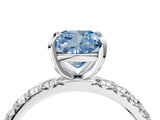 White gold Fancy Blue Cushion  Cut Diamond Pavé Band with Four-Prong Setting_16