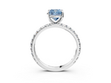 White gold Fancy Blue Cushion  Cut Diamond Pavé Band with Four-Prong Setting_23