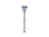 White gold Fancy Blue Cushion Cut Diamond Pavé Engagement Ring with Round  Accents and Prong Setting_111