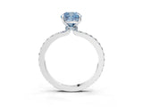 White gold Fancy Blue Cushion Cut Diamond Pavé Engagement Ring with Round  Accents and Prong Setting_112