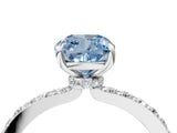 White gold Fancy Blue Cushion Cut Diamond Pavé Engagement Ring with Round  Accents and Prong Setting_113