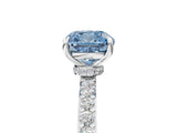 White gold Fancy Blue Cushion Cut Diamond Pavé Engagement Ring with Round  Accents and Prong Setting_114