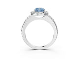 White gold Fancy Blue Cushion Cut Diamond Pavé Halo Ring with Four-Prong Setting_50