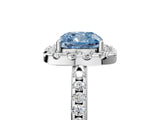 White gold Fancy Blue Cushion Cut Diamond Pavé Halo Ring with Four-Prong Setting_52