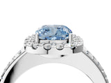 White gold Fancy Blue Cushion Cut Diamond Pavé Halo Ring with Four-Prong Setting_52