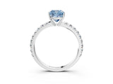 White gold Fancy Blue Cushion Cut Diamond Pavé Solitaire Engagement Ring with Four-Prong Setting_86