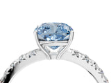 White gold Fancy Blue Cushion Cut Diamond Pavé Solitaire Engagement Ring with Four-Prong Setting_87