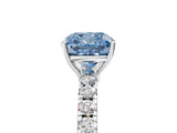 White gold Fancy Blue Cushion Cut Diamond Pavé Solitaire Engagement Ring with Four-Prong Setting_88