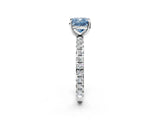 White gold Fancy Blue Cushion Cut Diamond Pavé Solitaire Ring with Round Band and Prong Setting_14