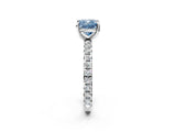 White gold Fancy Blue Cushion Cut Diamond Pavé Solitaire Ring with Round Band and Prong Setting_38