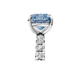 White gold Fancy Blue Cushion Cut Diamond Pavé Solitaire Ring with Round Band and Prong Setting_41