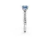 White gold Fancy Blue Cushion Cut Diamond Pave Band Solitaire Ring with Round  and Prong Setting_134