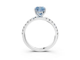 White gold Fancy Blue Cushion Cut Diamond Pave Band Solitaire Ring with Round  and Prong Setting_135