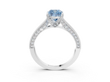 White gold Fancy Blue Cushion  Cut Diamond Pave Band with Four-Prong Setting_23