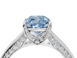 White gold Fancy Blue Cushion  Cut Diamond Pave Band with Four-Prong Setting_24