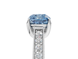White gold Fancy Blue Cushion  Cut Diamond Pave Band with Four-Prong Setting_25