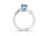 White gold Fancy Blue Cushion  Cut Diamond Ring with Baguette Side Stones, Channel Set Band, and Four-Prong Setting_6