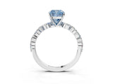 White gold Fancy Blue Cushion Cut Diamond Ring with Marquise and Round  Side Stones and Four-Prong Setting_67