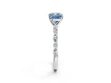 White gold Fancy Blue Cushion Cut Diamond Ring with Marquise and Round  Side Stones and Four-Prong Setting_67