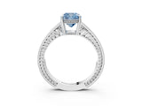 White gold Fancy Blue Cushion Cut Diamond Ring with Milgrain Pavé Band and Four-Prong Setting_34