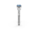 White gold Fancy Blue Cushion Cut Diamond Ring with Milgrain Pavé Band and Four-Prong Setting_34
