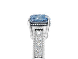 White gold Fancy Blue Cushion Cut Diamond Ring with Milgrain Pavé Band and Four-Prong Setting_37