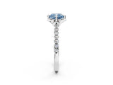 White gold Fancy Blue Cushion Cut Diamond Ring with Pavé Band and Floral Prong Setting_41