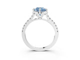 White gold Fancy Blue Cushion Cut Diamond Ring with Pavé Band and Floral Prong Setting_42