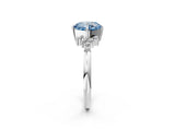 White gold Fancy Blue Cushion Cut Diamond Ring with Side Stones and Four-Prong Setting_147