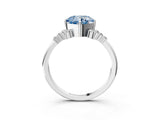 White gold Fancy Blue Cushion Cut Diamond Ring with Side Stones and Four-Prong Setting_149