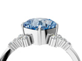 White gold Fancy Blue Cushion Cut Diamond Ring with Side Stones and Four-Prong Setting_150