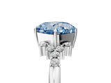 White gold Fancy Blue Cushion Cut Diamond Ring with Side Stones and Four-Prong Setting_151
