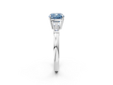 White gold Fancy Blue Cushion  Cut Diamond Ring with Tapered Baguette Side Stones in Four-Prong Setting_5