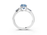 White gold Fancy Blue Cushion  Cut Diamond Ring with Tapered Baguette Side Stones in Four-Prong Setting_6