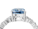 White gold Fancy Blue Cushion Cut Diamond Scattered Round Accent Ring with Prong Setting_17