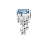 White gold Fancy Blue Cushion Cut Diamond Scattered Round Accent Ring with Prong Setting_18