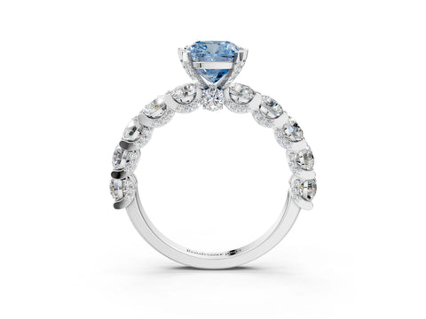 White gold Fancy Blue Cushion Cut Diamond Side Stone Engagement Ring with Four-Prong Setting_27