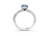 White gold Fancy Blue Cushion Cut Diamond Side Stone Solitaire Ring with Round  and Four-Prong Setting_15