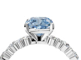 White gold Fancy Blue Cushion Cut Diamond Side Stone Solitaire Ring with Round  and Four-Prong Setting_16