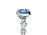 White gold Fancy Blue Cushion Cut Diamond Side Stone Solitaire Ring with Round  and Four-Prong Setting_17