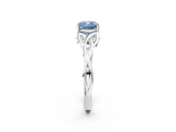 White gold Fancy Blue Cushion Cut Diamond Solitaire Celtic Knot Ring with Four-Prong Setting_86