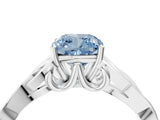 White gold Fancy Blue Cushion Cut Diamond Solitaire Celtic Knot Ring with Four-Prong Setting_87