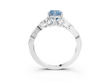 White gold Fancy Blue Cushion Cut Diamond Solitaire Celtic Knot Ring with Four-Prong Setting_87