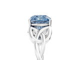 White gold Fancy Blue Cushion Cut Diamond Solitaire Celtic Knot Ring with Four-Prong Setting_88