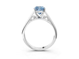 White gold Fancy Blue Cushion Cut Diamond Solitaire Engagement Ring with Cathedral Setting and Four-Prong Mount_126