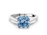 White gold Fancy Blue Cushion Cut Diamond Solitaire Engagement Ring with Cathedral Setting and Four-Prong Mount_190