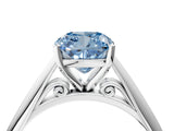 White gold Fancy Blue Cushion Cut Diamond Solitaire Engagement Ring with Cathedral Setting and Four-Prong Mount_192