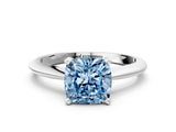 White gold Fancy Blue Cushion Cut Diamond Solitaire Engagement Ring with Classic Band and Four-Prong Setting_36