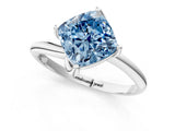 White gold Fancy Blue Cushion Cut Diamond Solitaire Engagement Ring with Four-Prong Setting and Classic Band_21
